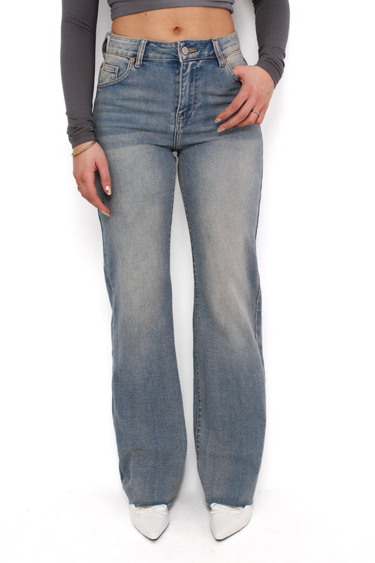 ''TALL'' WIDE LEG MID WAIST JEANS 1077 - VINTAGE WASH