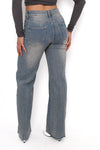 ''TALL'' WIDE LEG MID WAIST JEANS 1077 - VINTAGE WASH