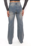 ''TALL'' WIDE LEG MID WAIST JEANS 1077 - VINTAGE WASH