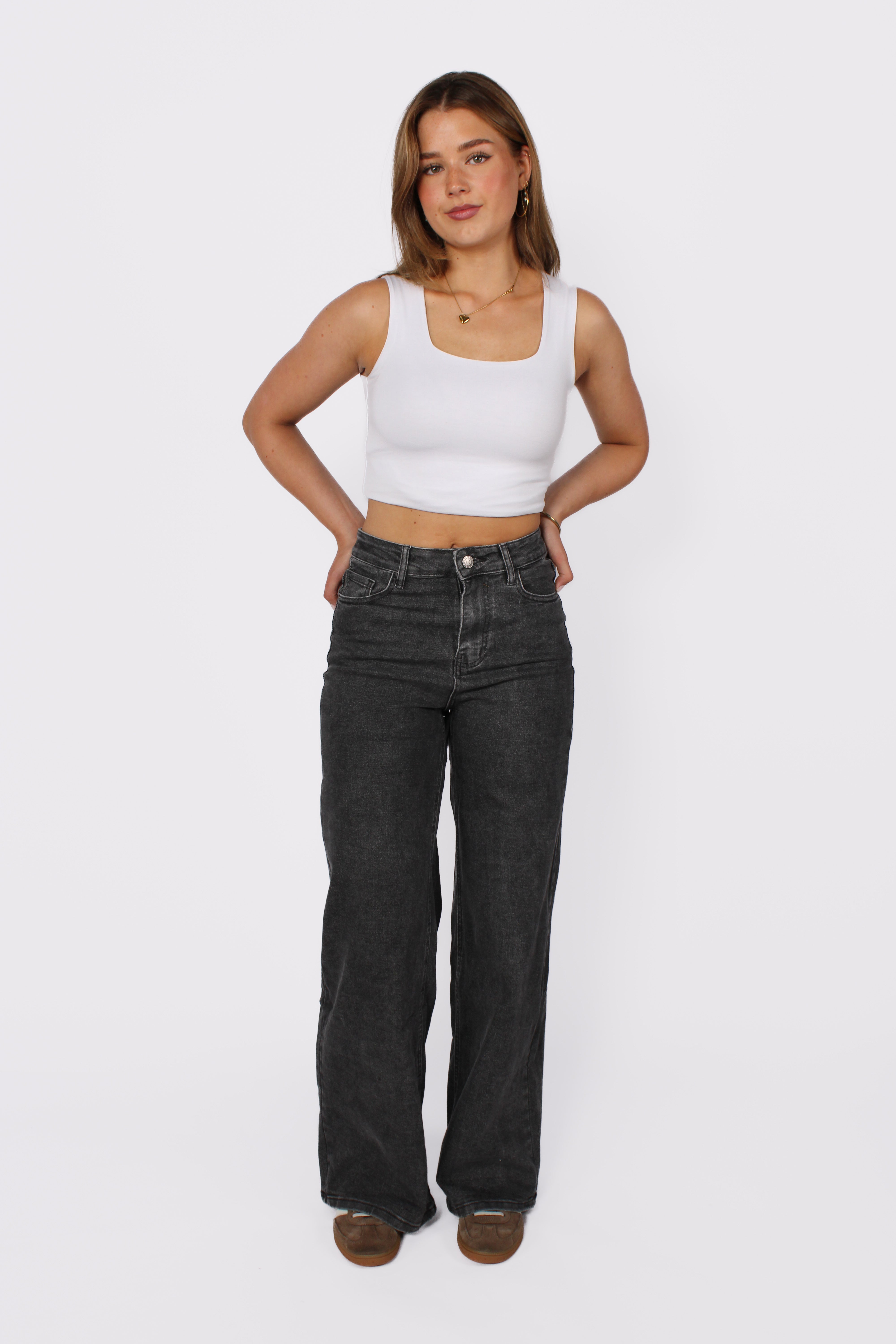 WIDE LEG JEANS 10841 - DARK GREY
