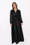 SATIN FLOW DRESS - BLACK