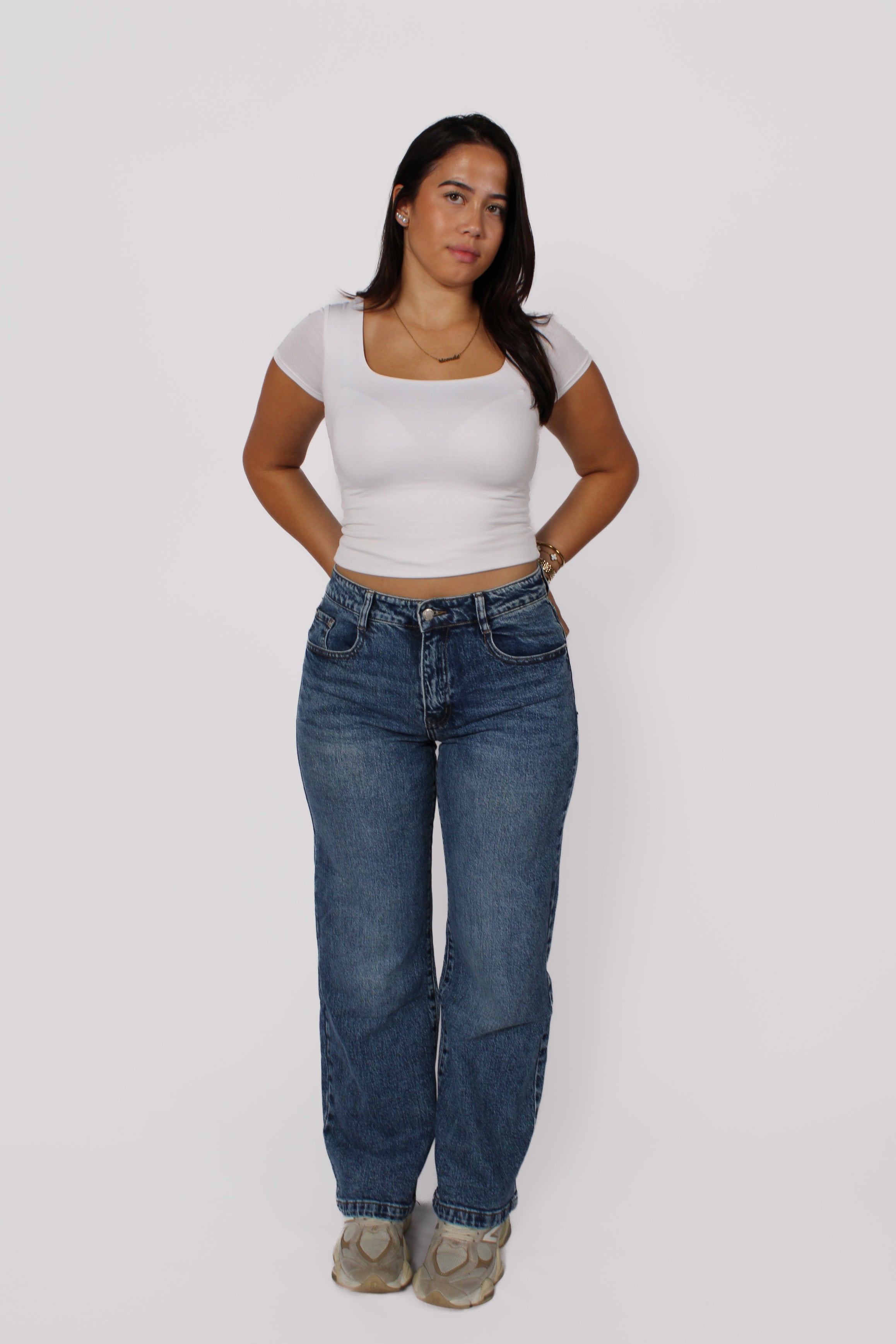WIDE LEG JEANS 66196 - MID DENIM
