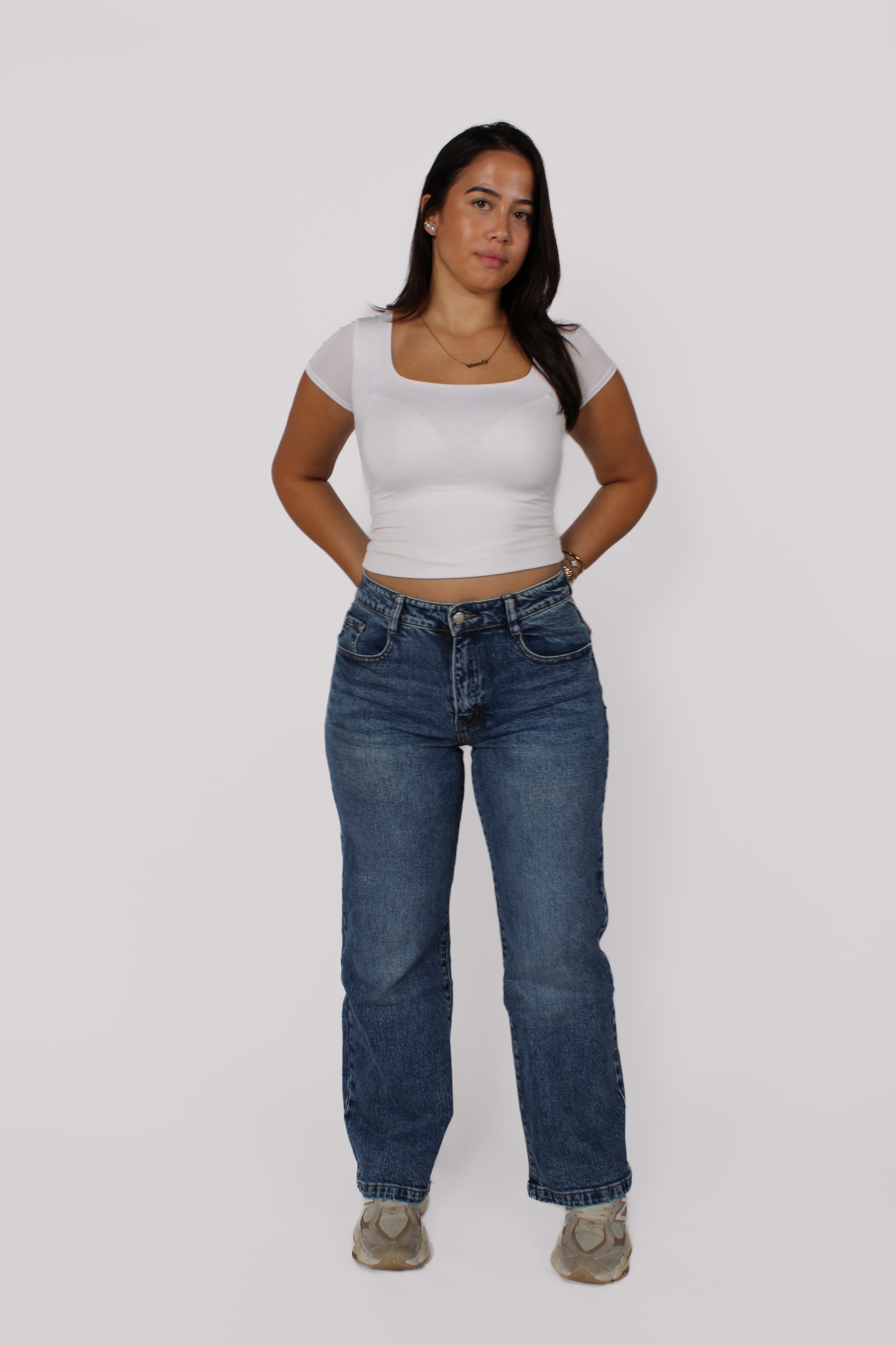 WIDE LEG JEANS 66196 - MID DENIM