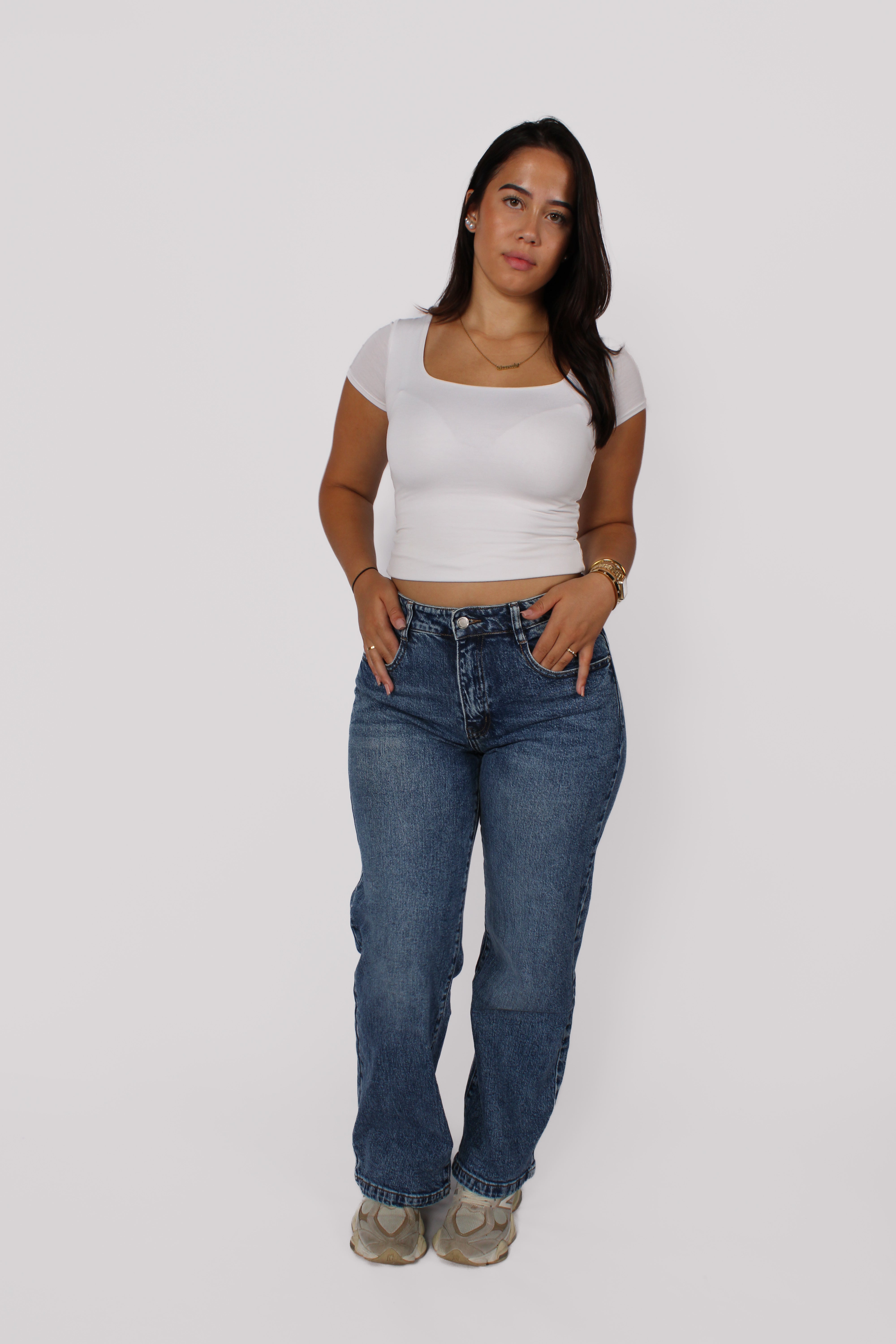 WIDE LEG JEANS 66196 - MID DENIM