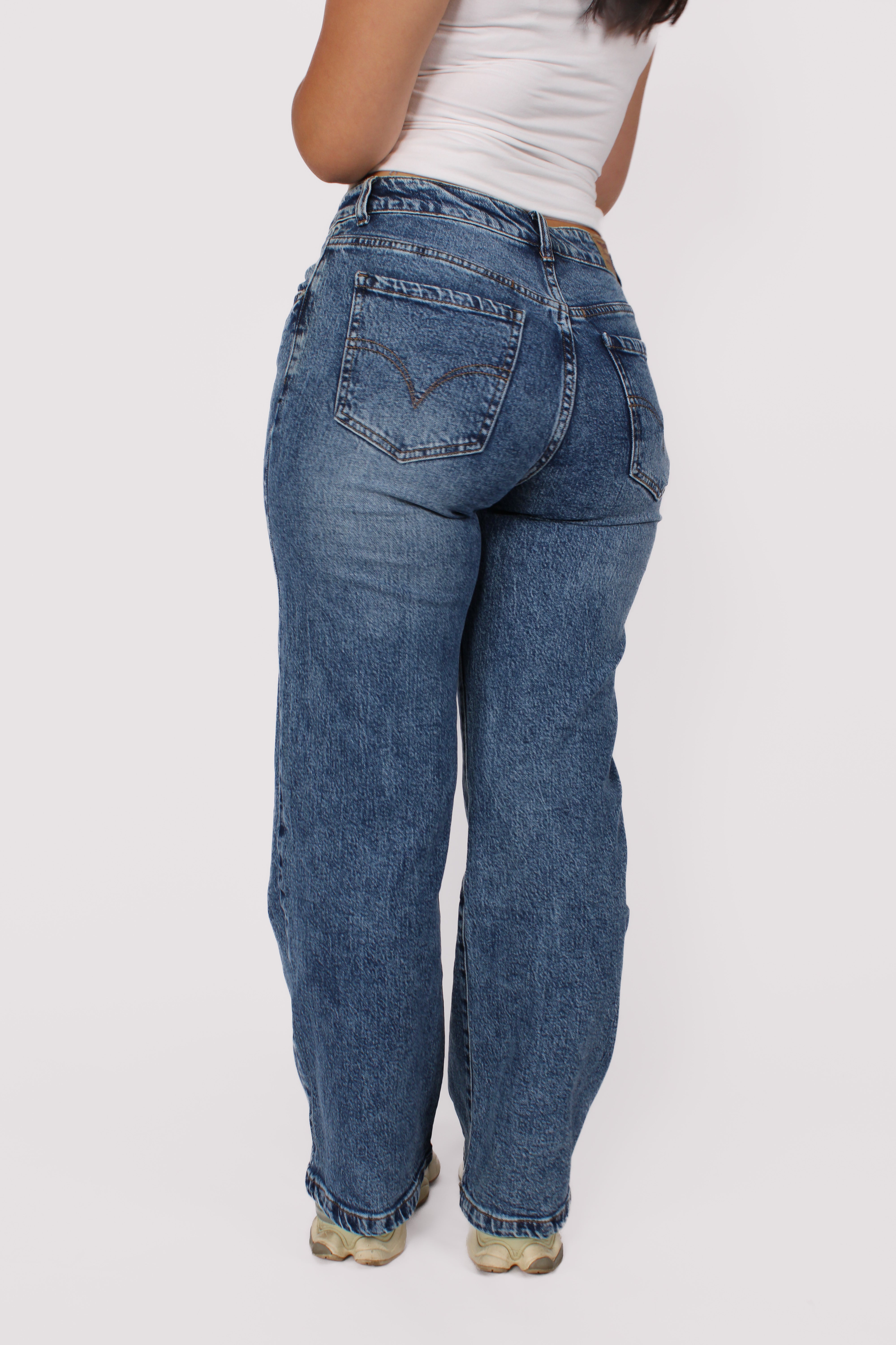 WIDE LEG JEANS 66196 - MID DENIM