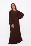 ''TALL'' SILKY ABAYA - BROWN