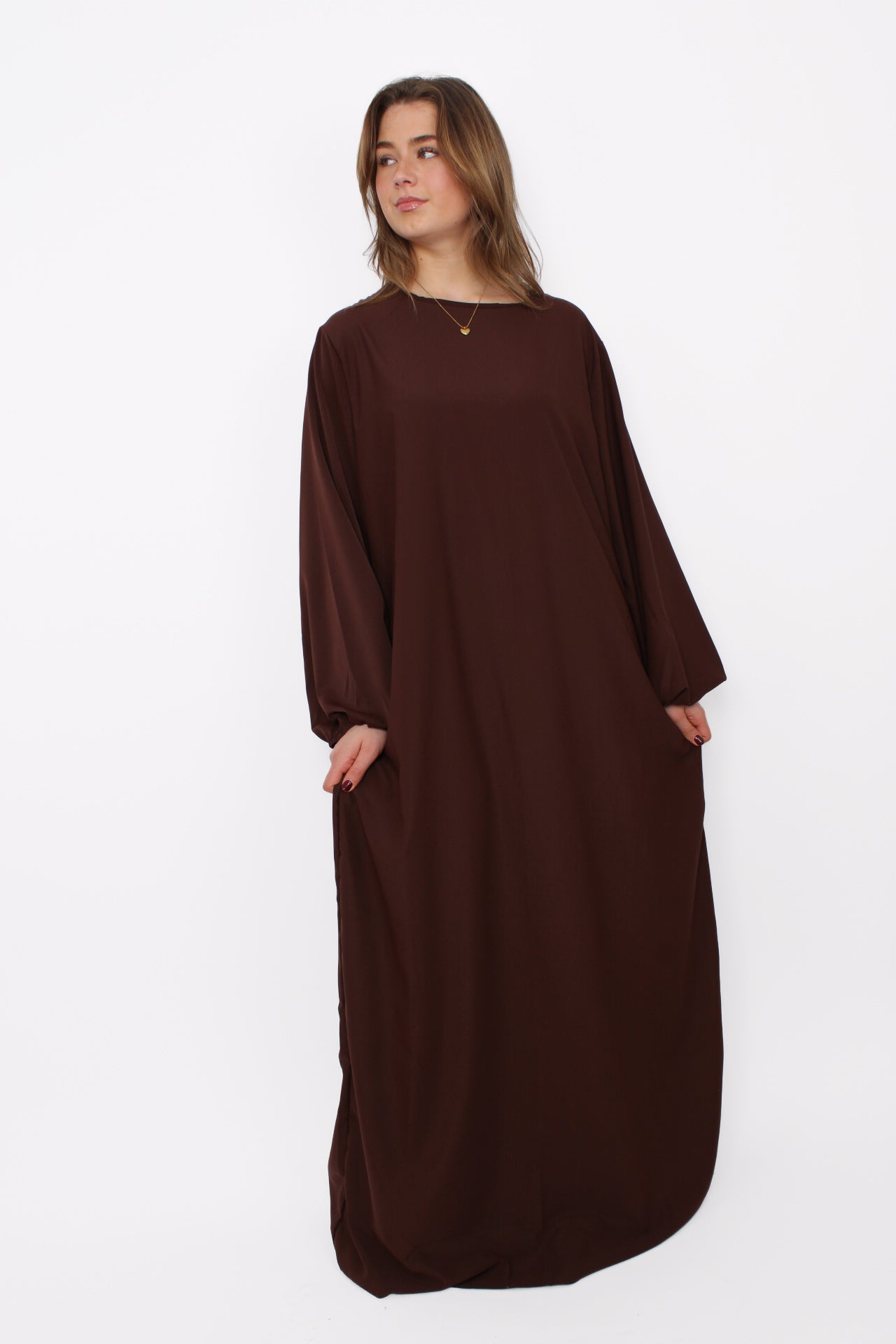 ''TALL'' SILKY ABAYA - BROWN