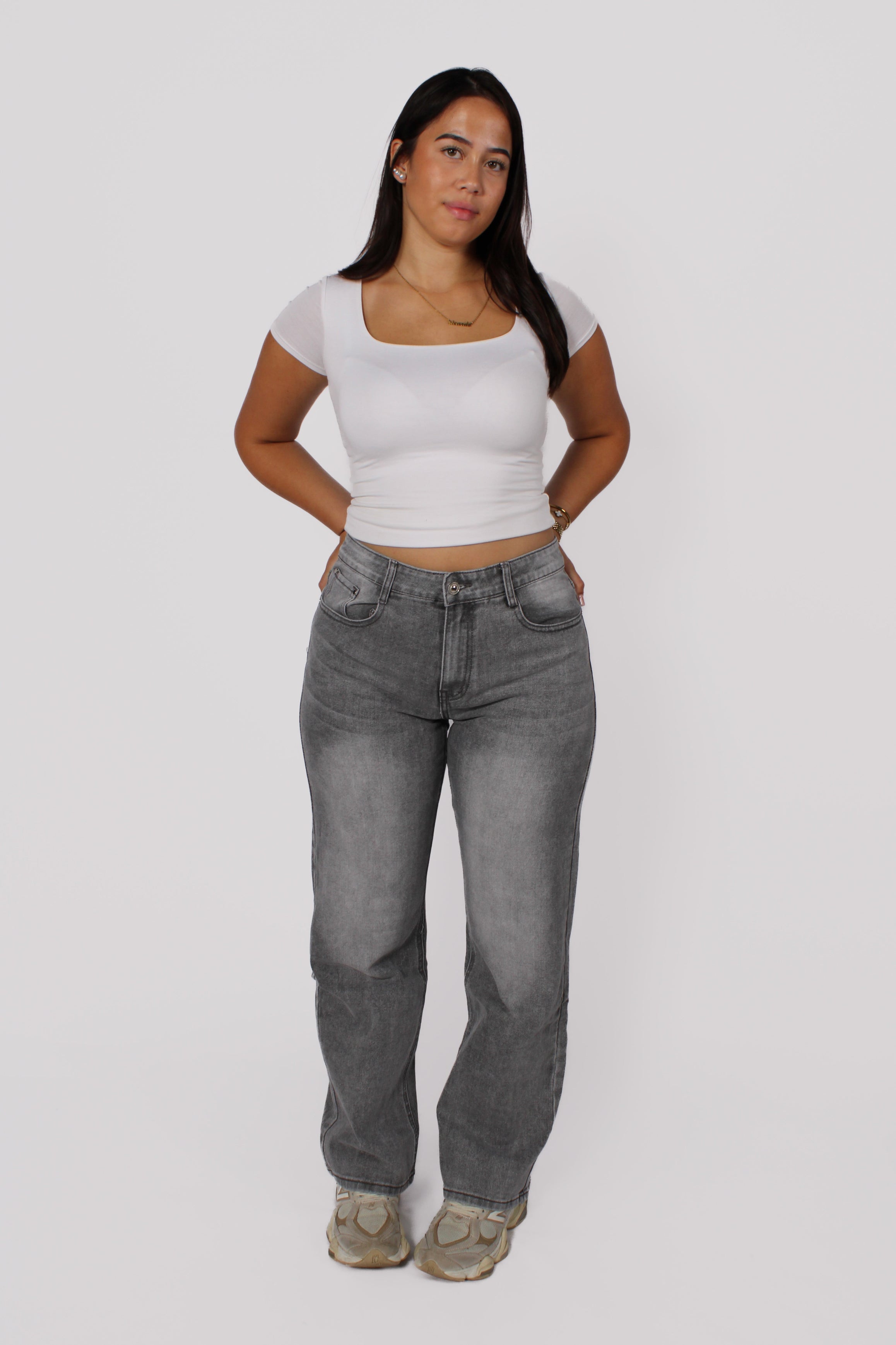 WIDE LEG JEANS 66139 - LIGHT GREY