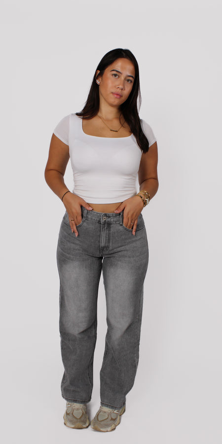 WIDE LEG JEANS 66139 - LIGHT GRAY