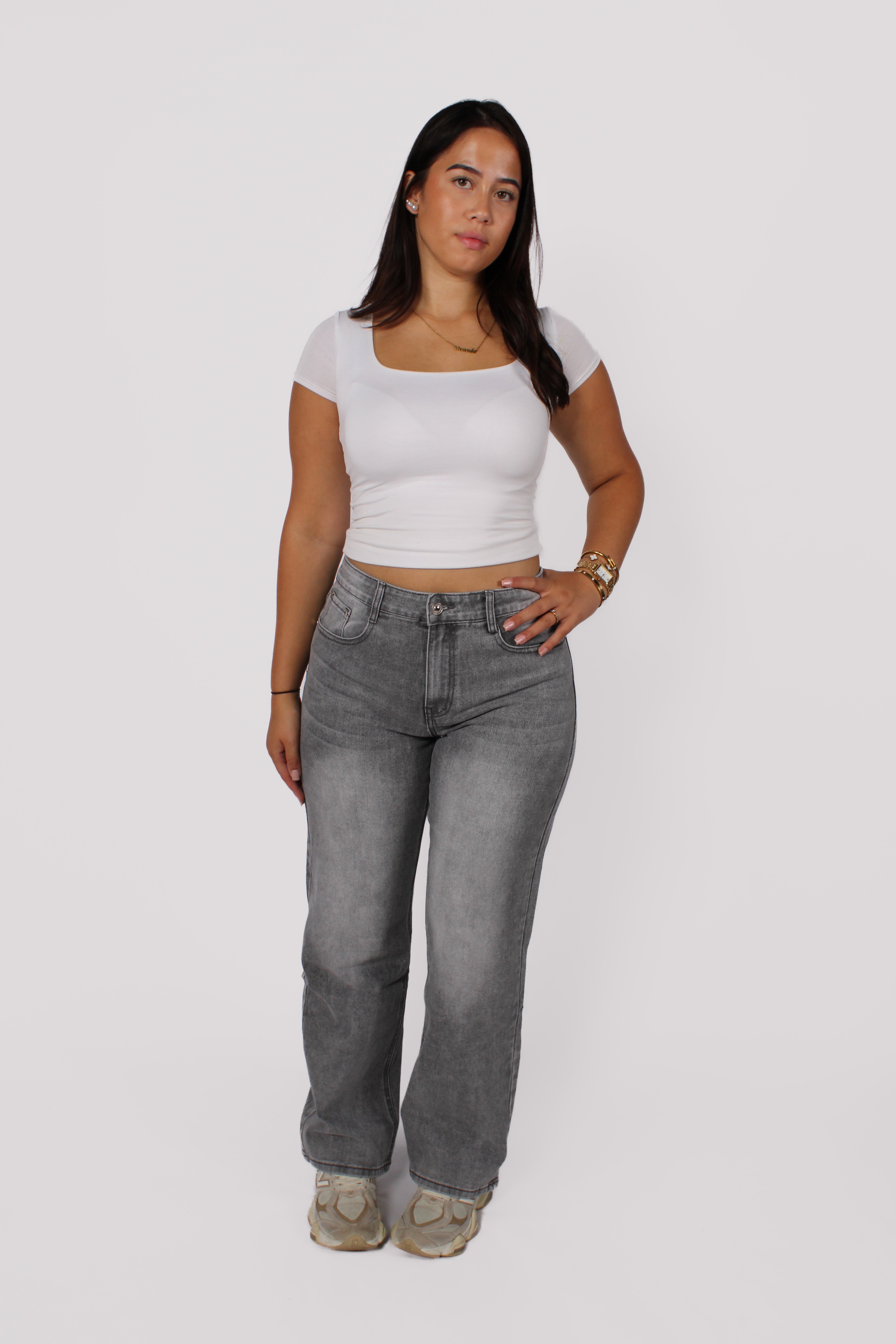 WIDE LEG JEANS 66139 - LIGHT GREY