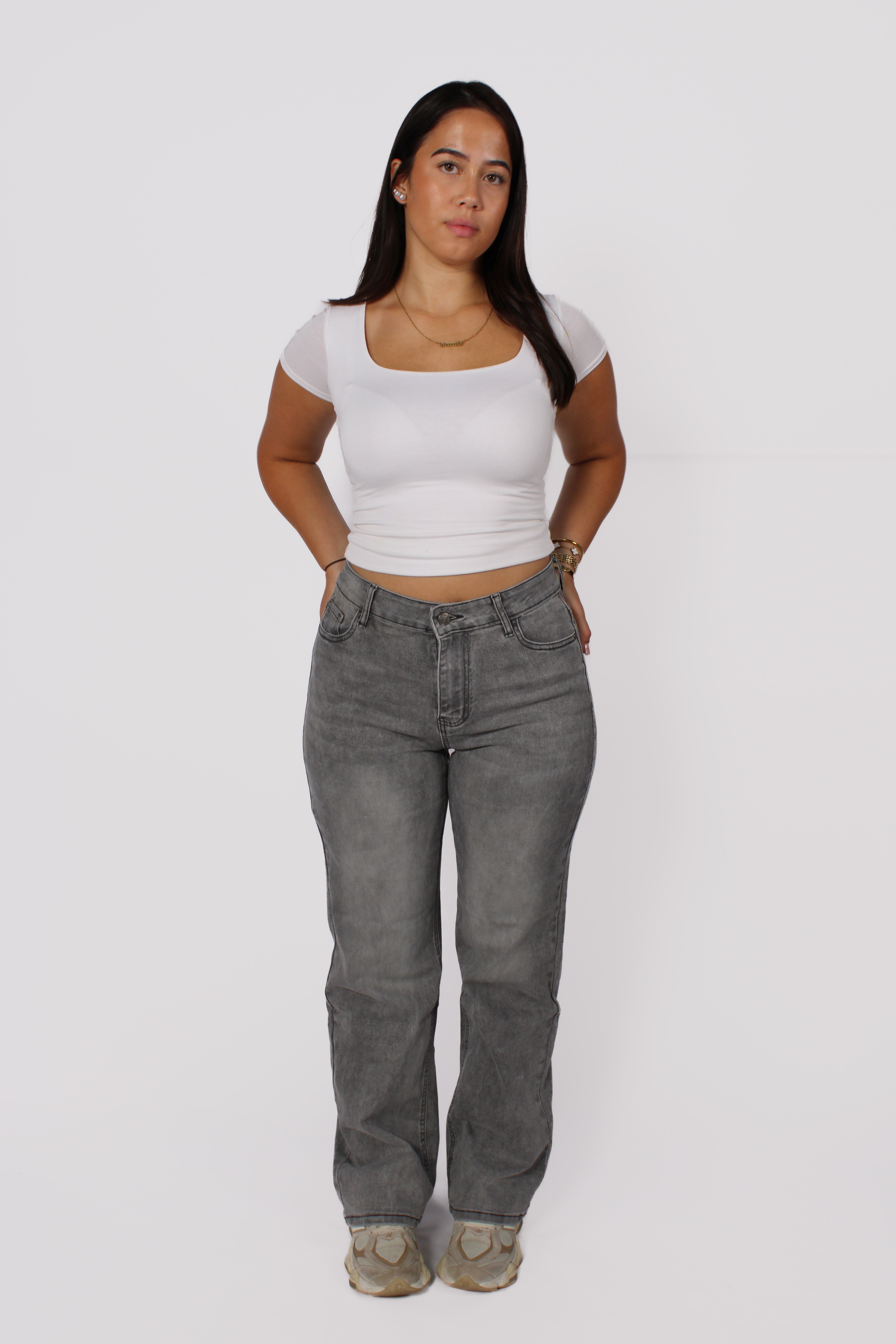 ''PLUSSIZE'' WIDE LEG JEANS 10839 - GREY