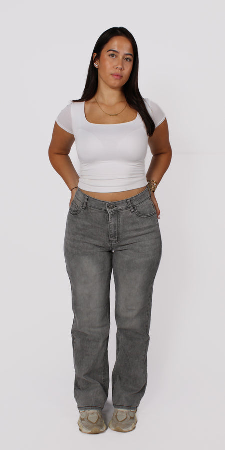 ''PLUSSIZE'' WIDE LEG JEANS 10839 - GRAY