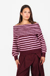 OFF SHOULDER STRIPE KNIT