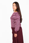 OFF SHOULDER STRIPE KNIT