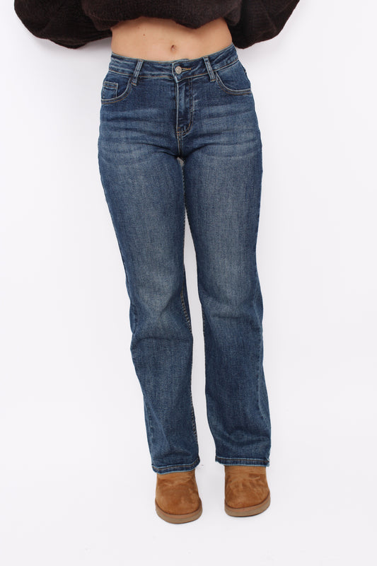 SECOND CHANCE MID WAIST WIDE LEG JEANS 981-9 - MID DENIM