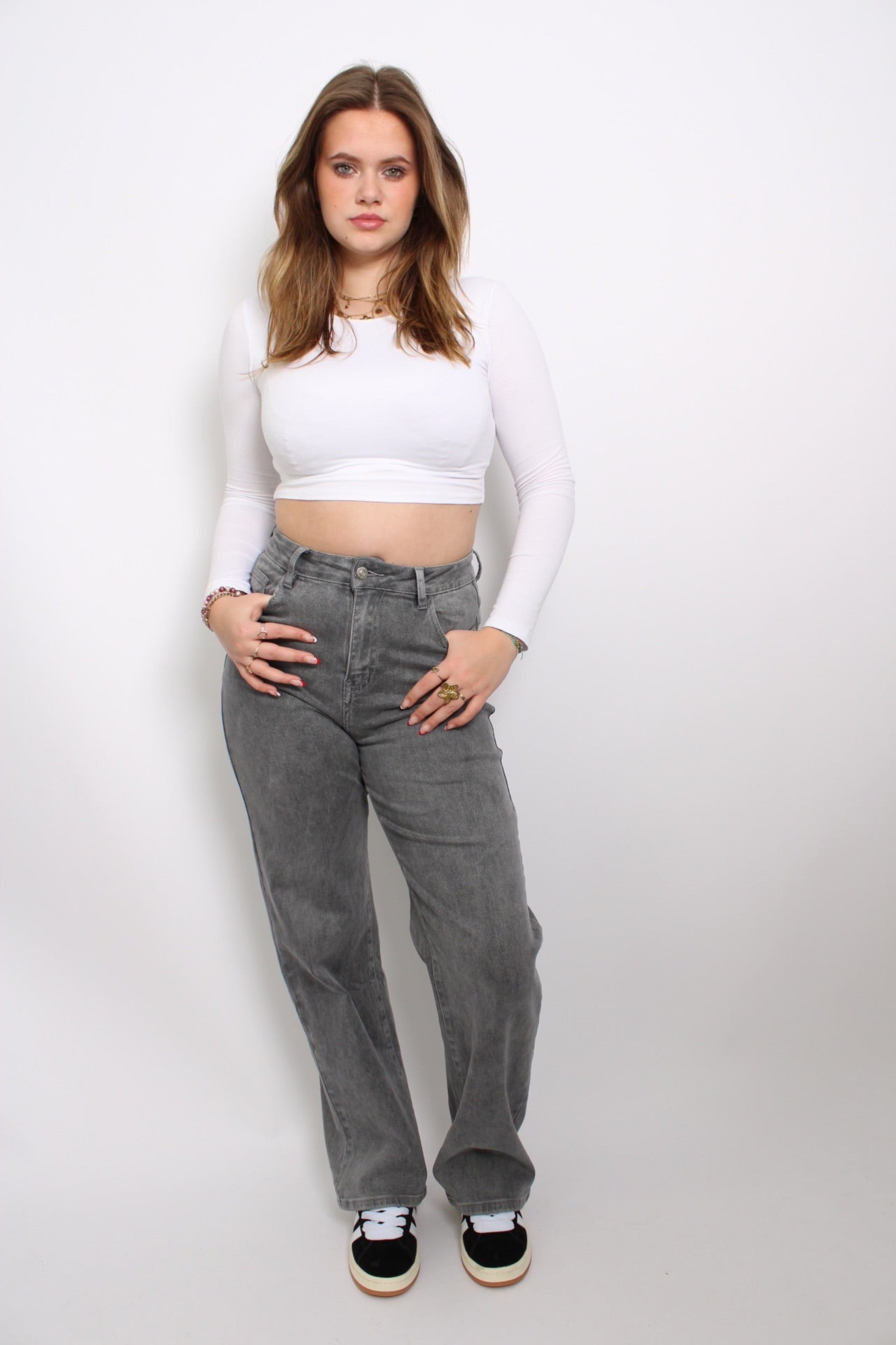 ''PLUSSIZE'' WIDE LEG JEANS 871 - GREY