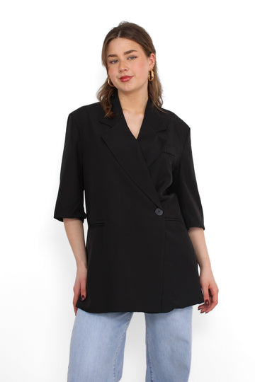 OVERSIZED BLAZER SHORT SLEEVE - BLACK