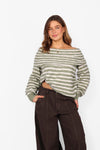 OFF SHOULDER STRIPE KNIT