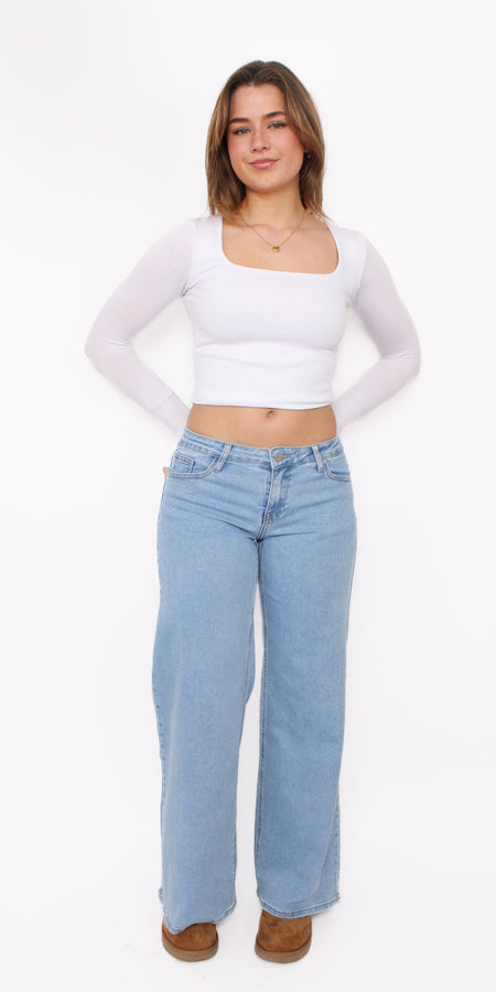 LOW WAIST WIDE LEG JEANS 3013 - DENIM