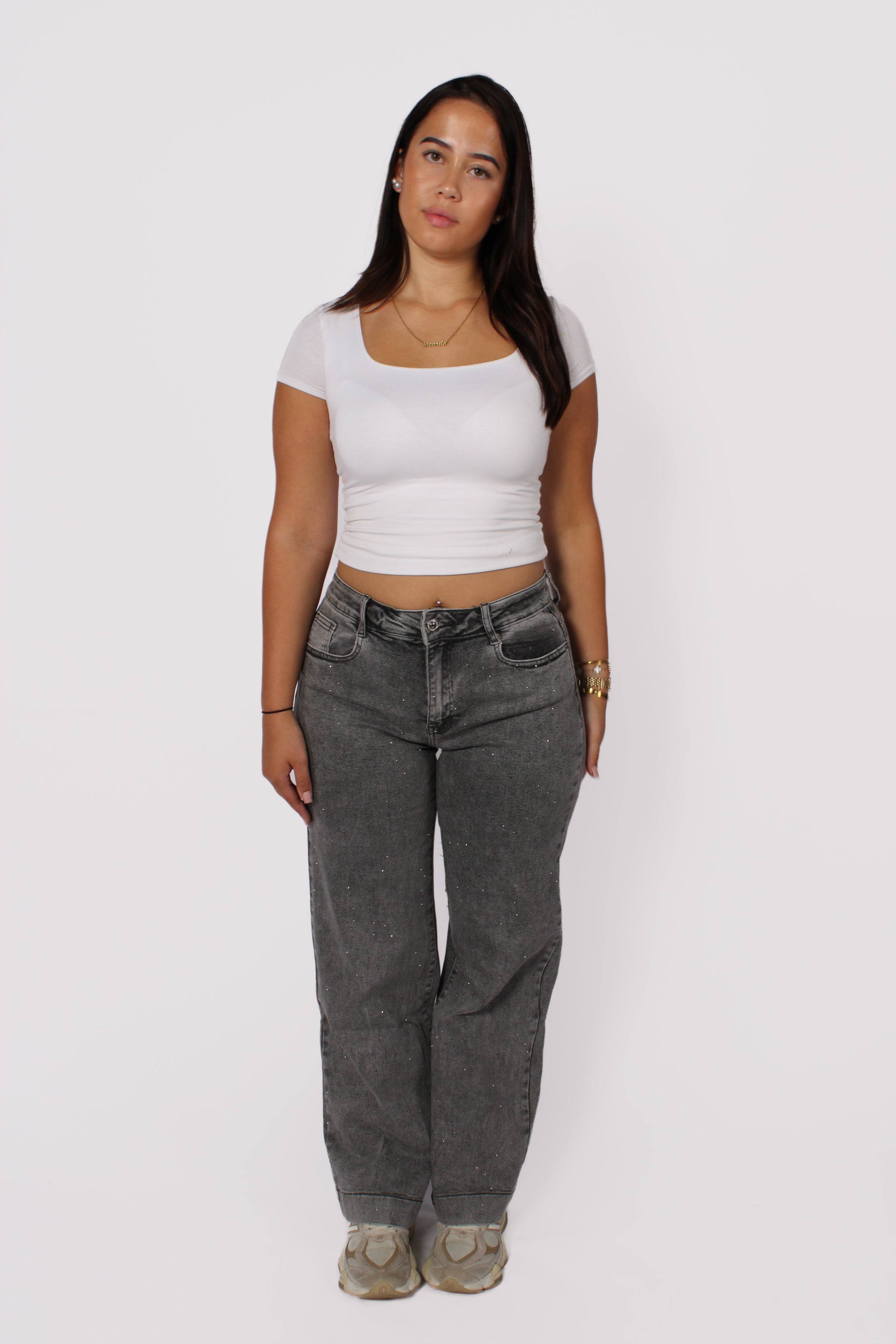 SPARKLE WIDE LEG JEANS 77062 - GREY