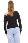 ONE SHOULDER LACE TOP - BLACK