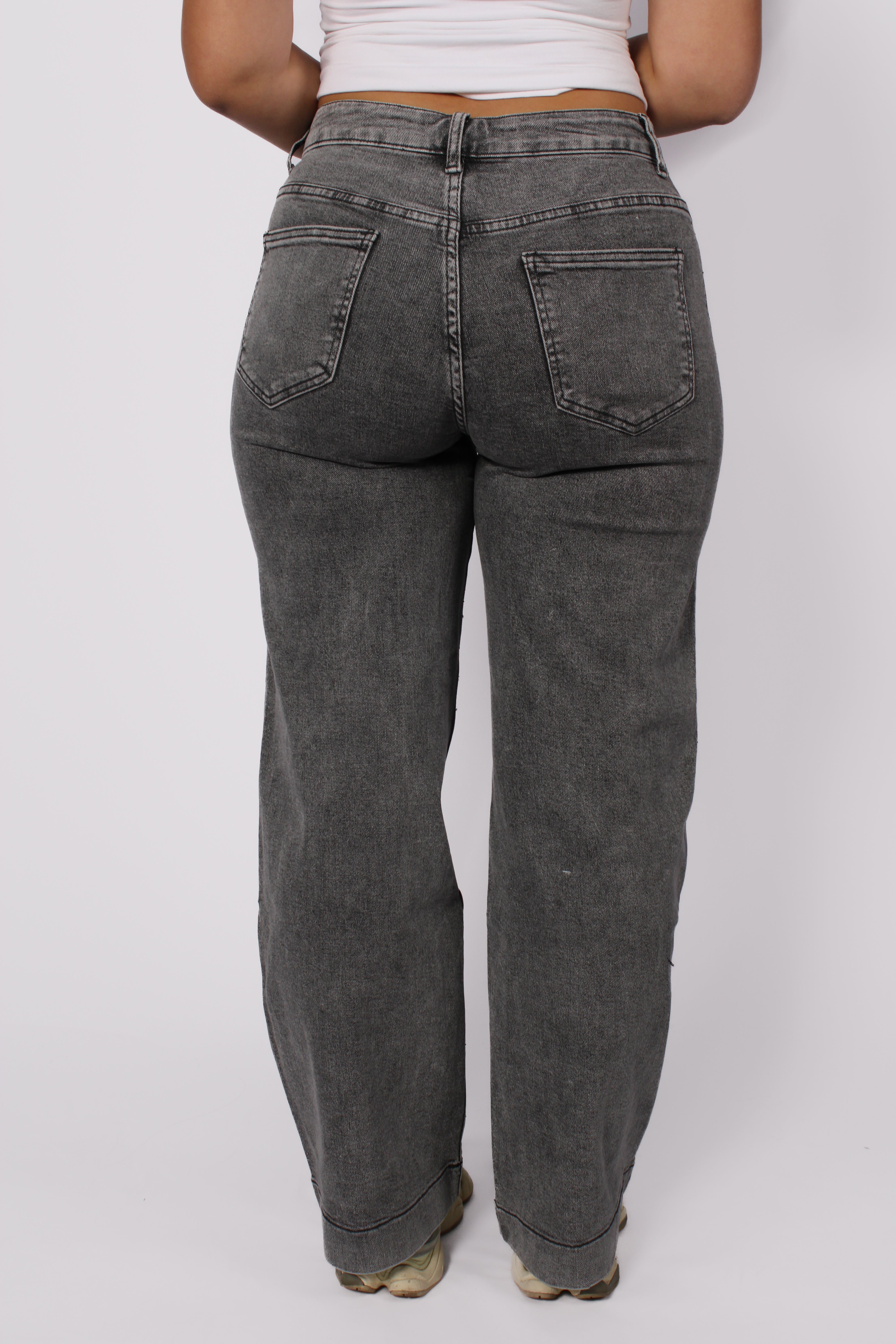 SPARKLE WIDE LEG JEANS 77062 - GREY