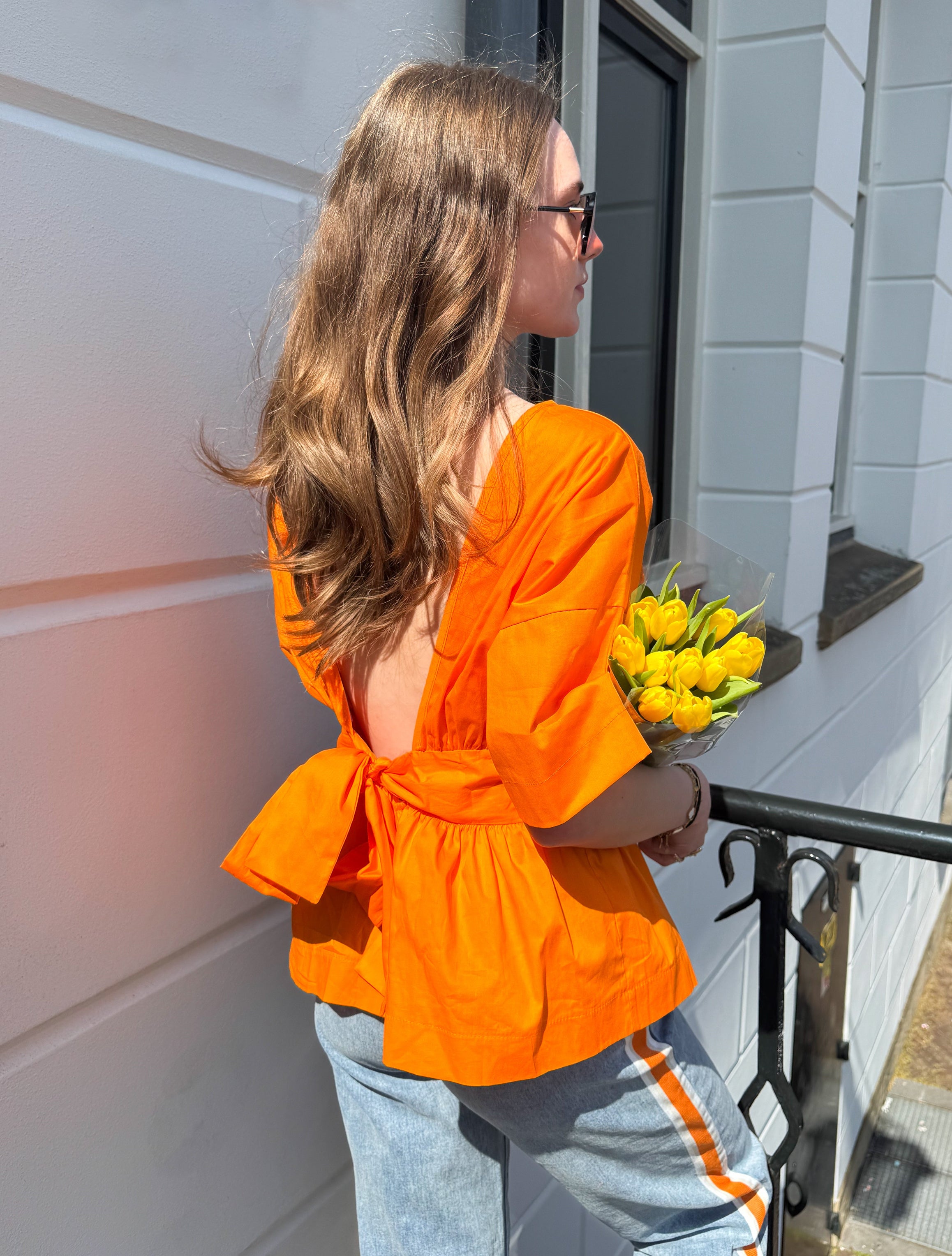 OPEN BACK BOW TOP - ORANGE