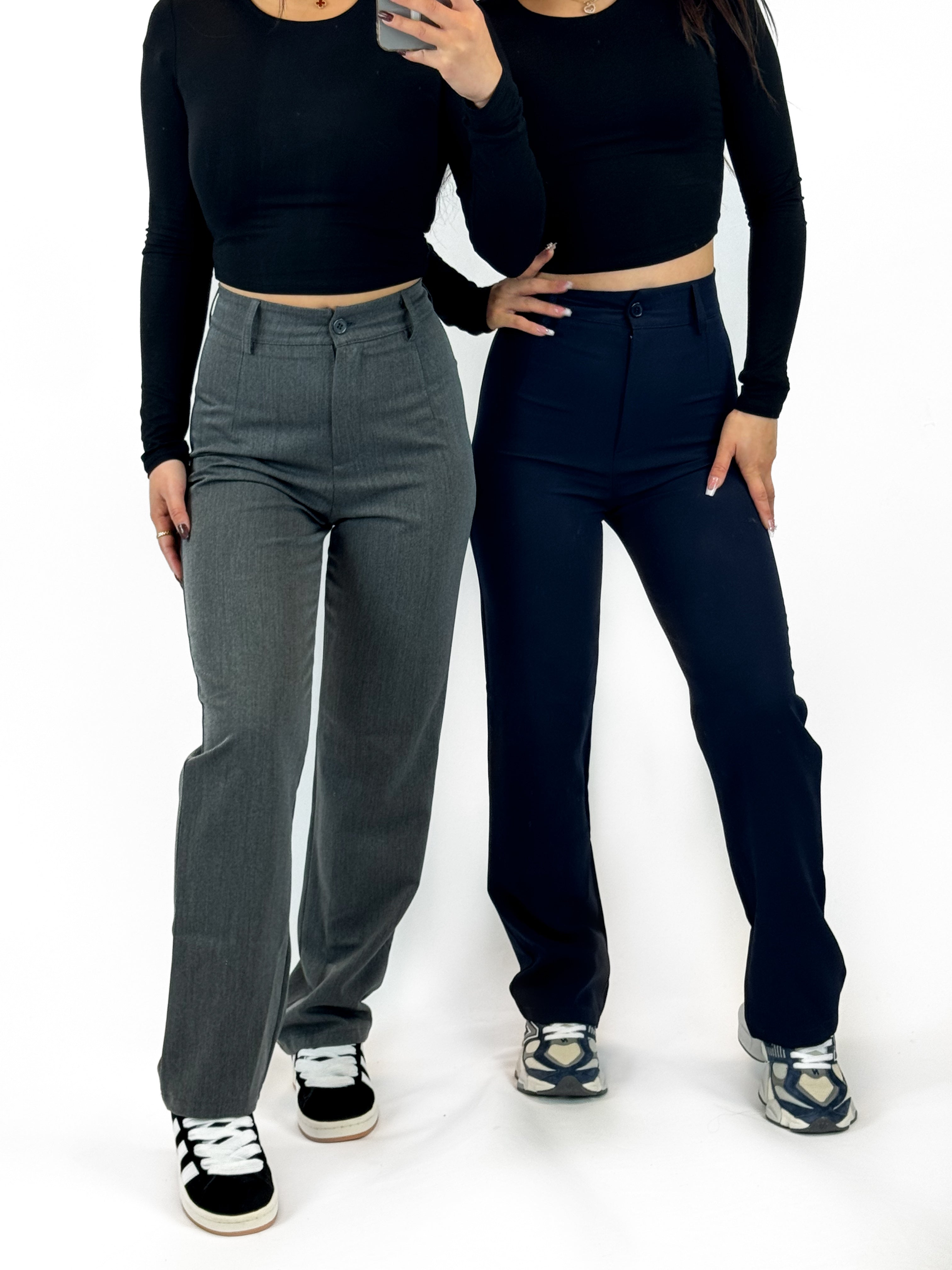 '' PETITE '' ISABELLA PANTS - DARK GREY MARL