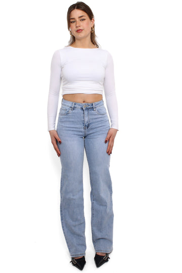 ''PLUSSIZE TALL'' GOODIES WIDE LEG JEANS - LIGHT DENIM