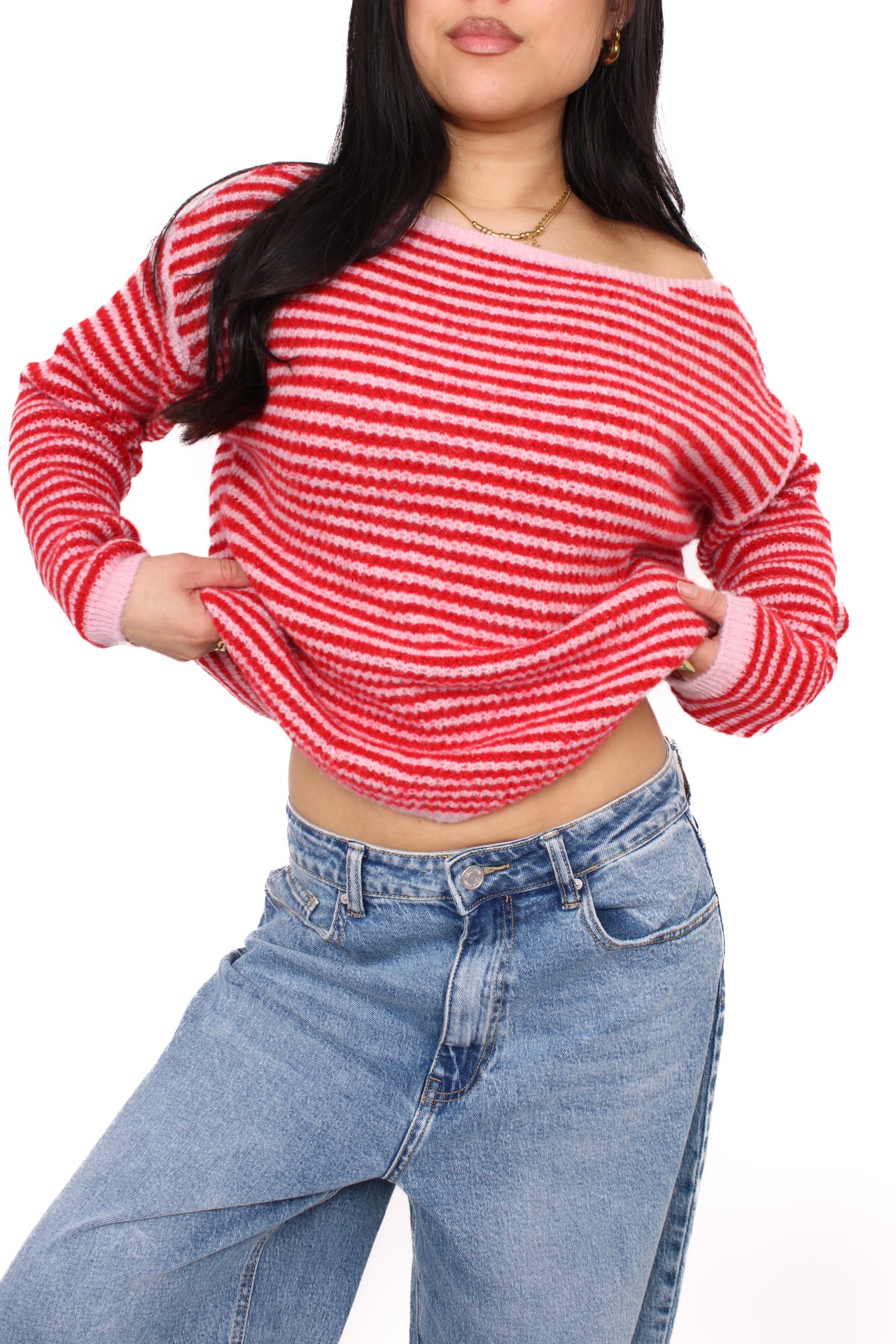 SIENNA STRIPE SWEATER - PINK