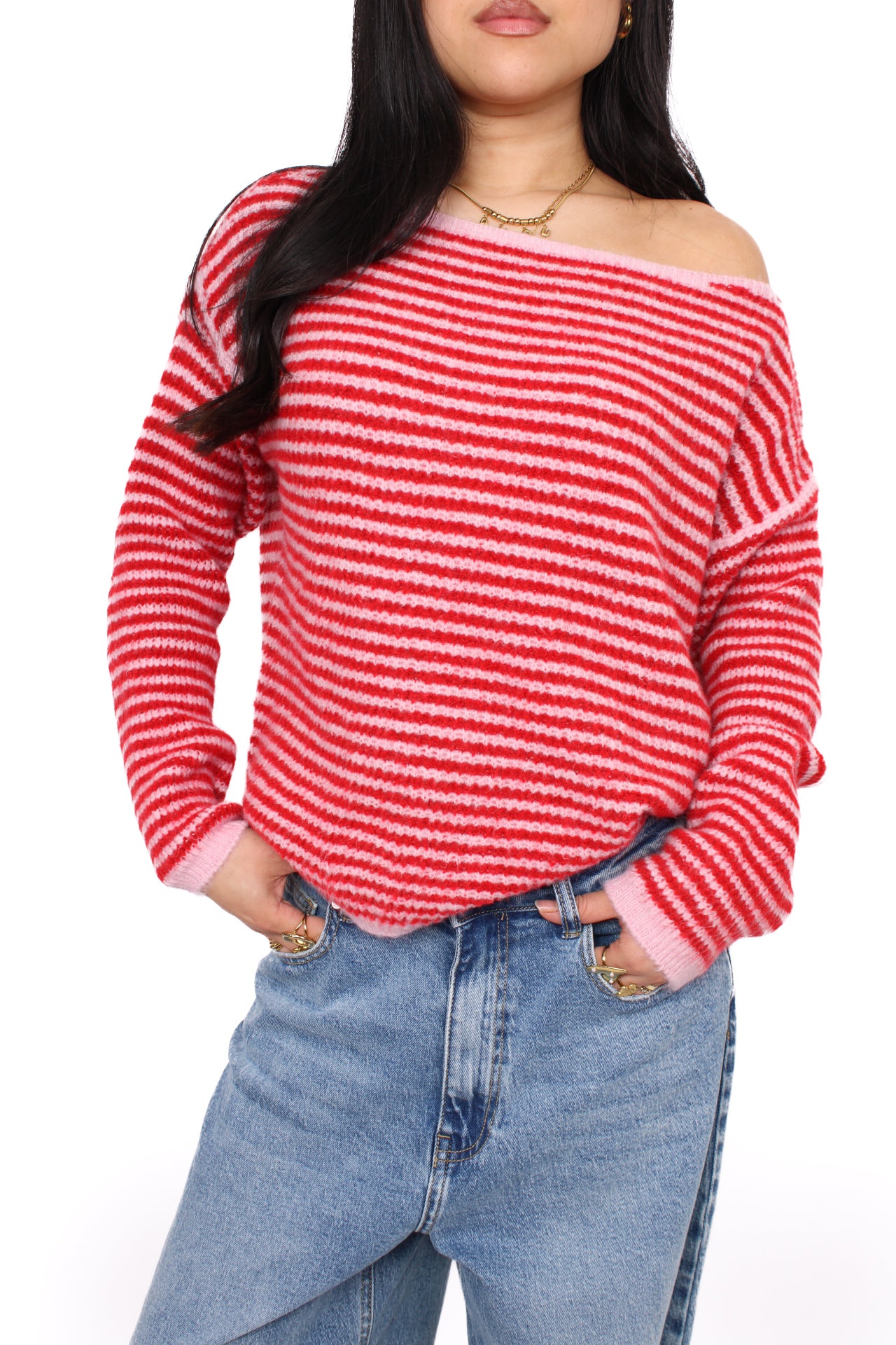 SIENNA STRIPE SWEATER - PINK