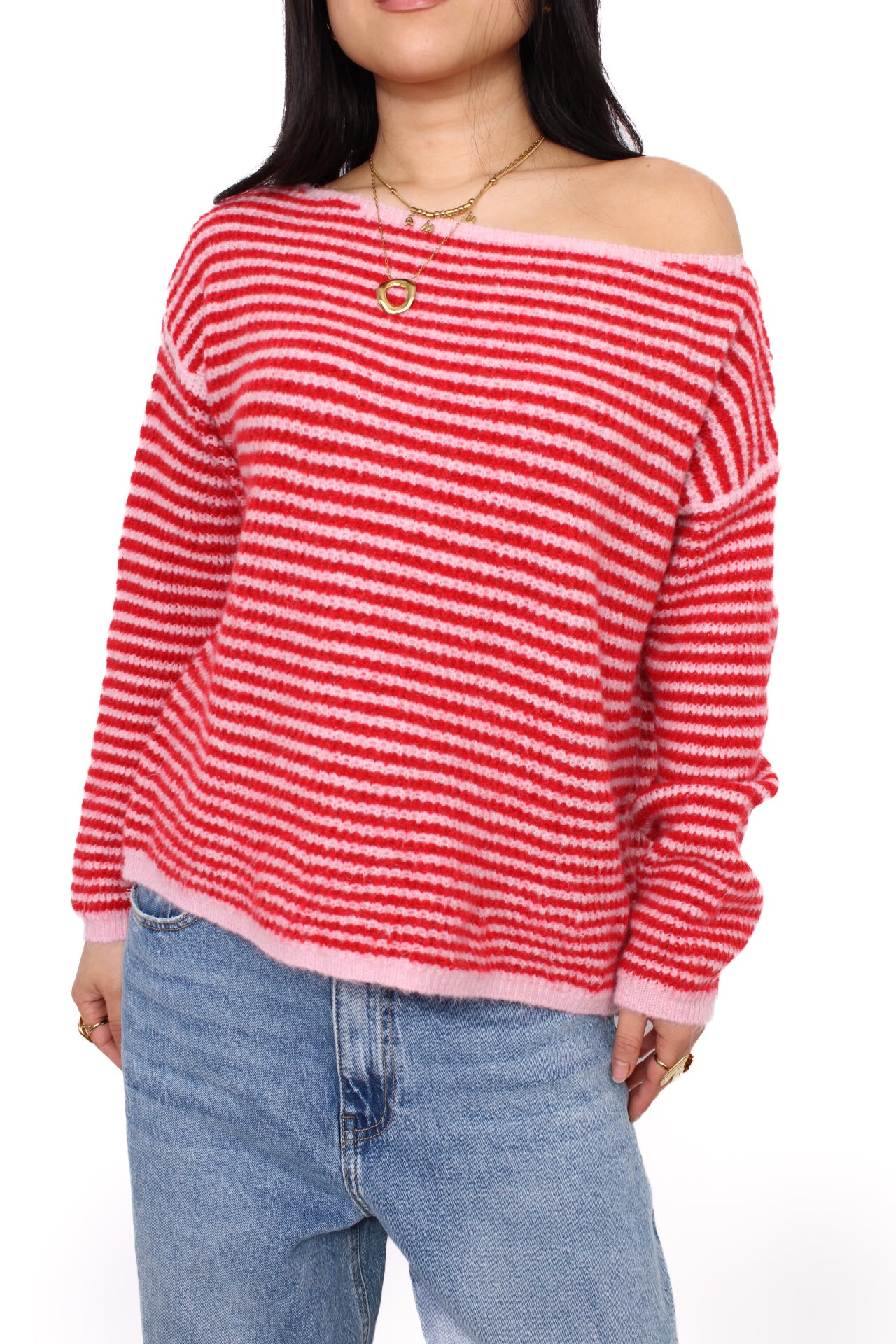 SIENNA STRIPE SWEATER - PINK