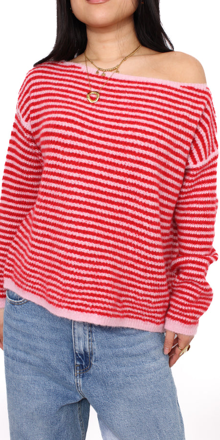 SIENNA STRIPE SWEATER - PINK