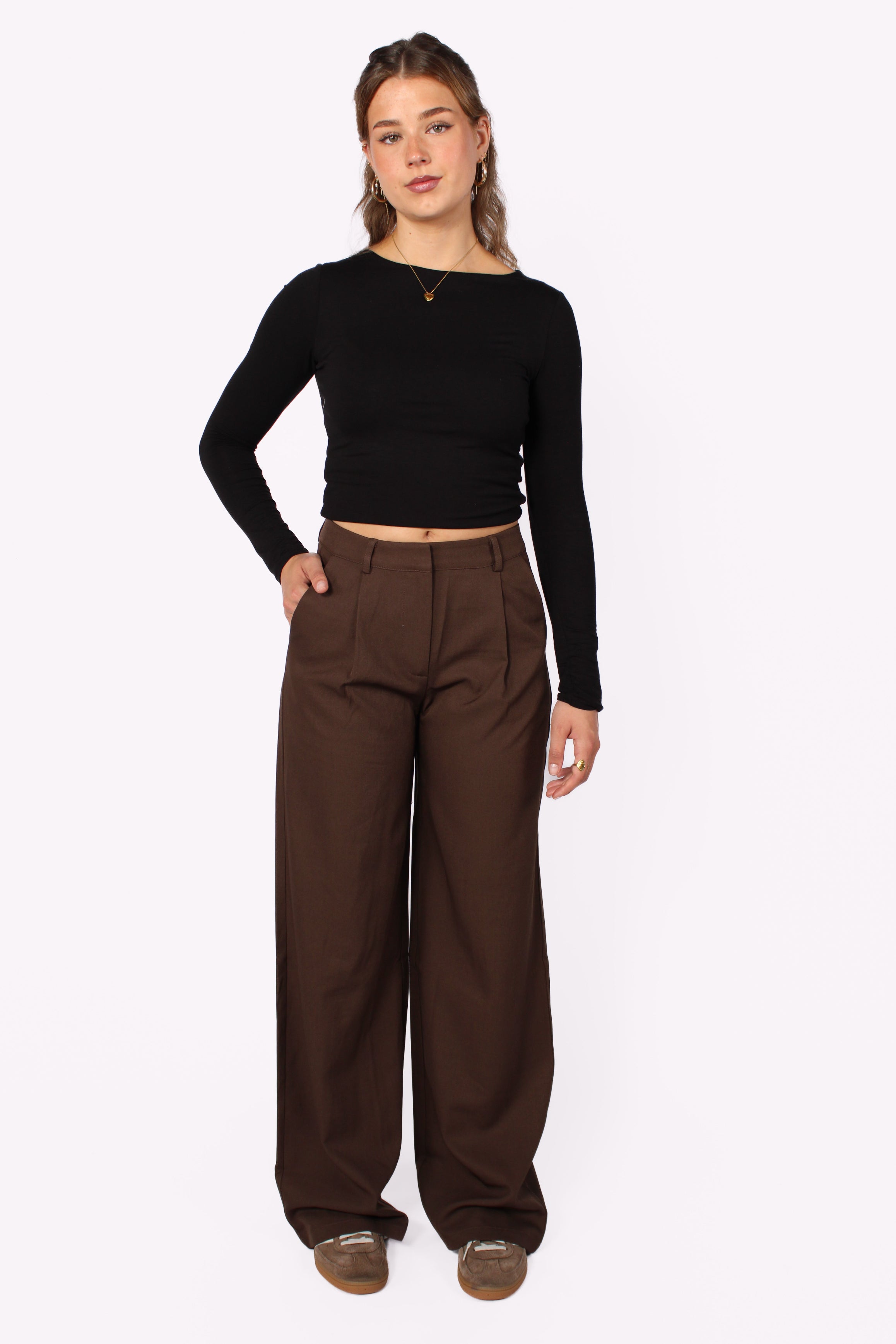 WIDE LEG TROUSER 19582 - BROWN