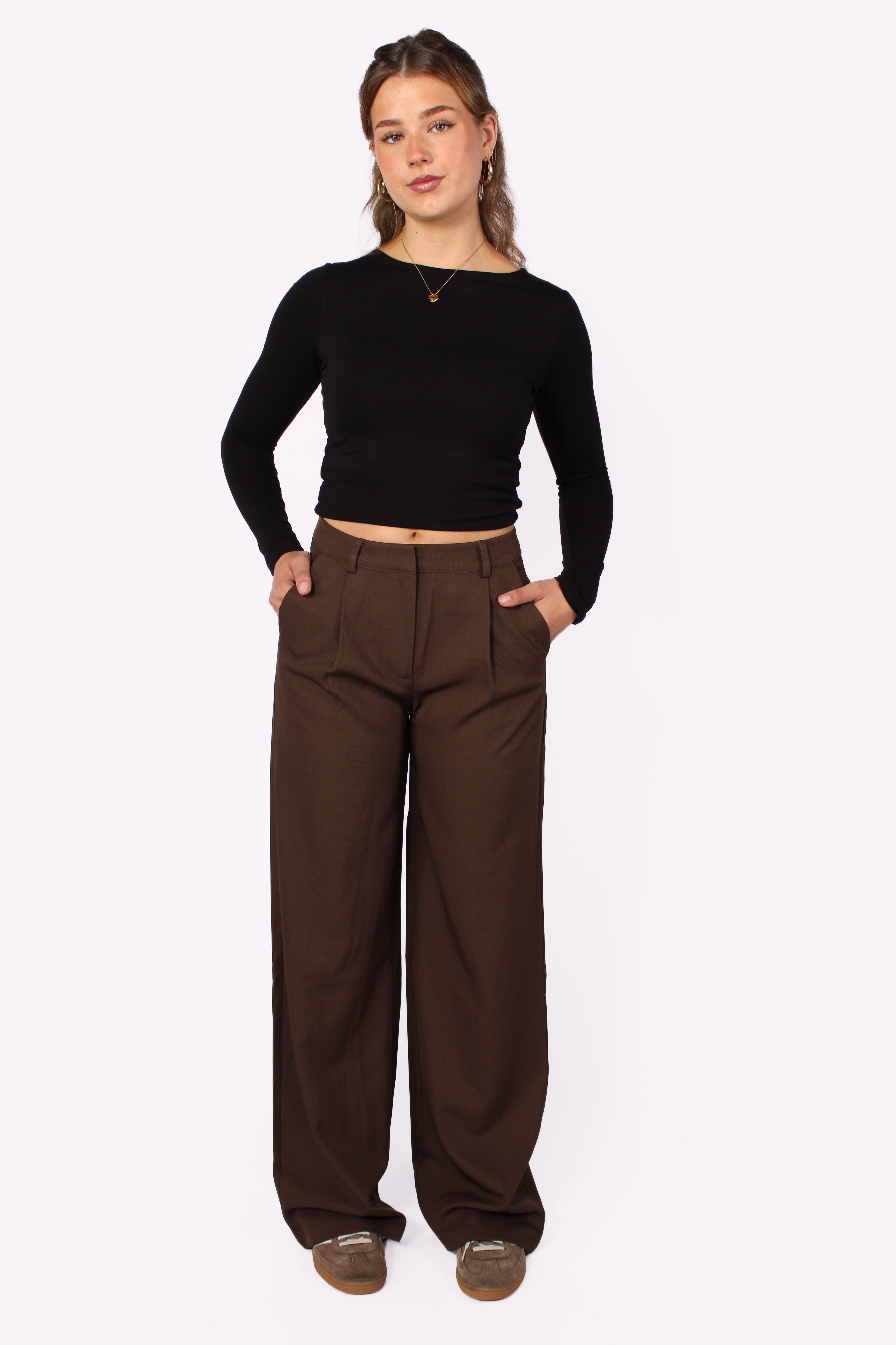 WIDE LEG TROUSER 19582 - BROWN