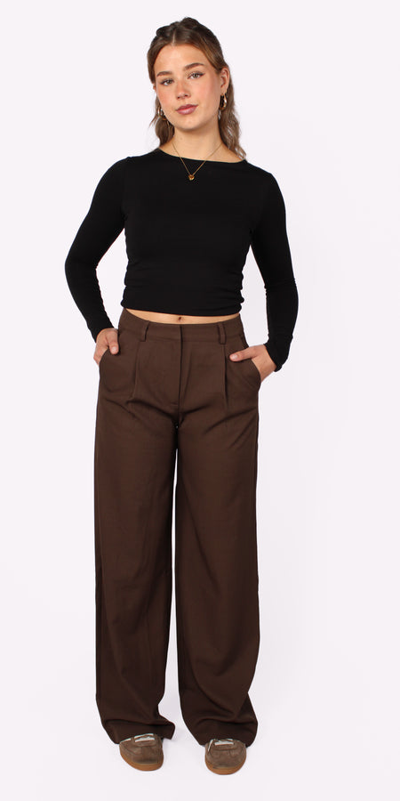 WIDE LEG TROUSER 19582 - BROWN