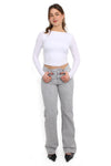 ''TALL'' WIDE LEG MID WAIST JEANS 3152 - LIGHT GREY