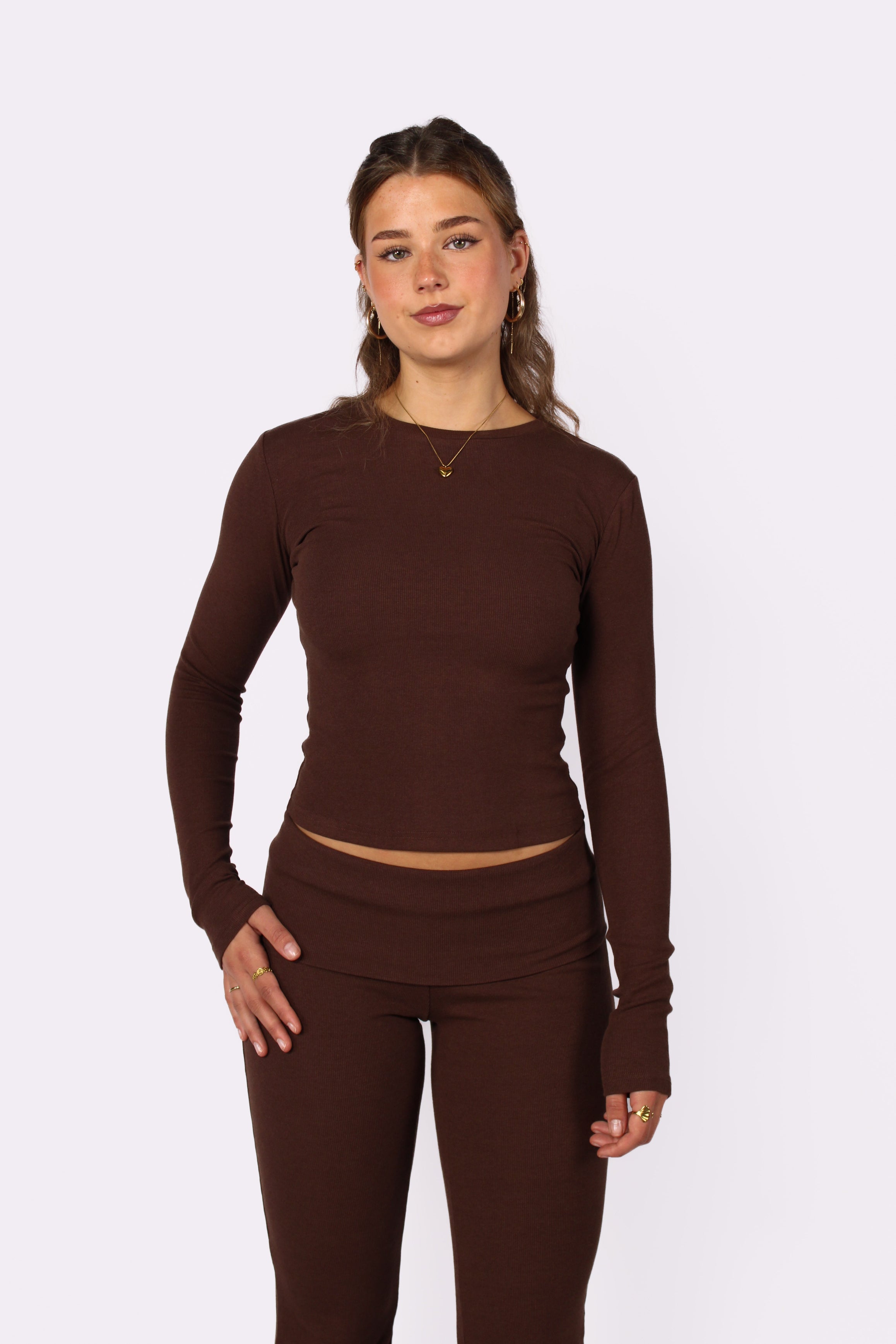 RIBBED TOP - BROWN