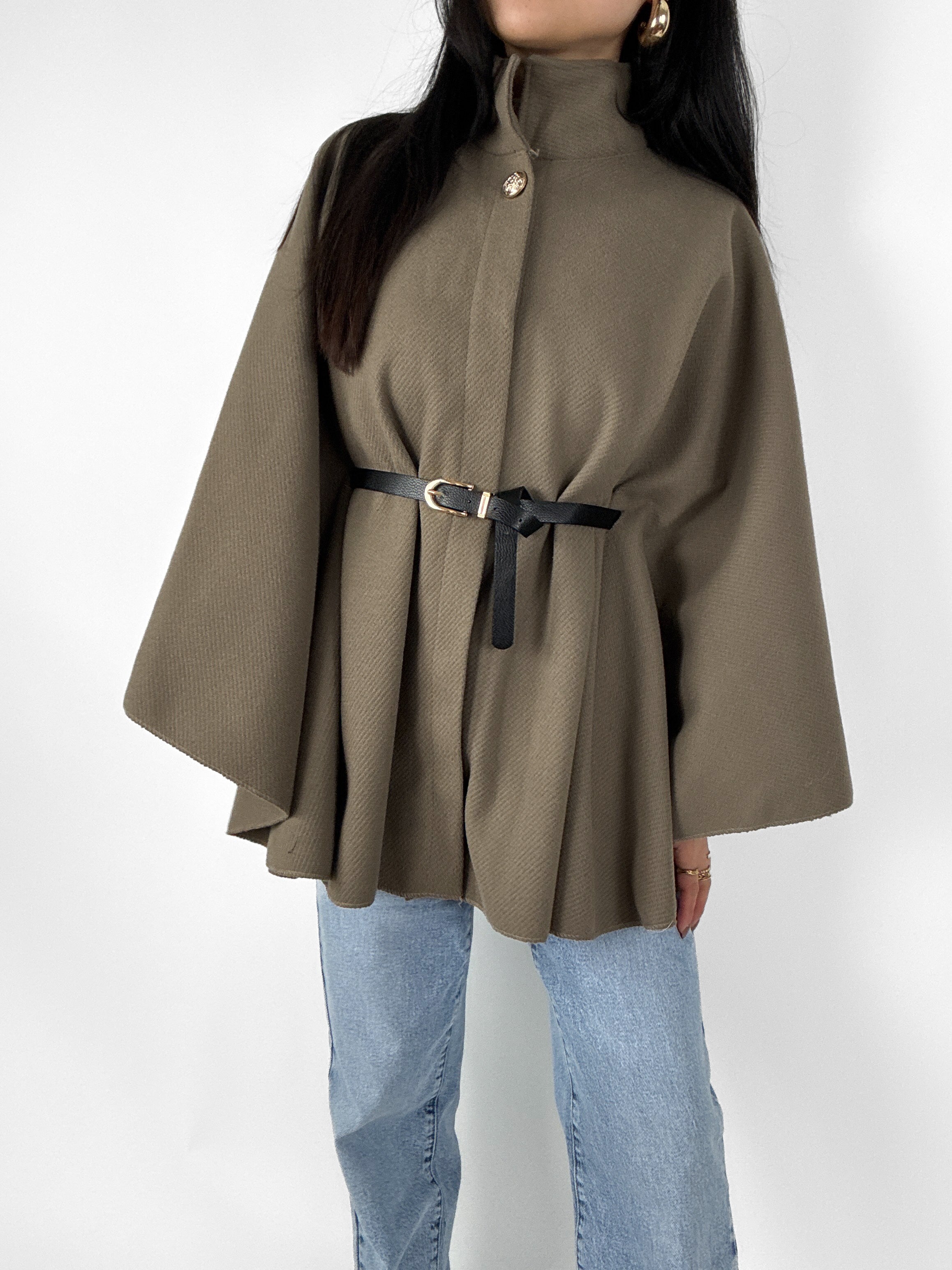 LONG PONCHO - TAUPE
