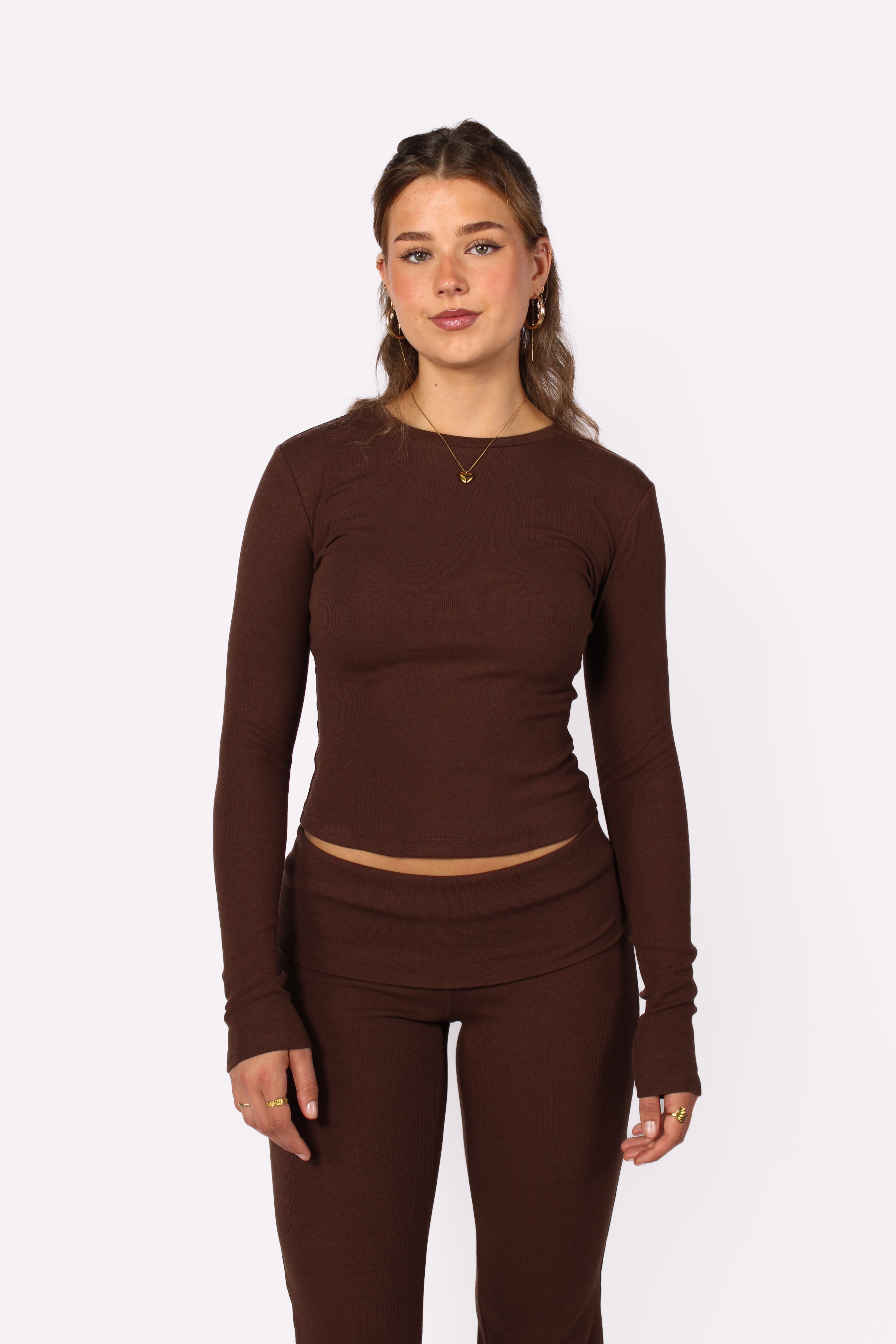 RIBBED TOP - BROWN
