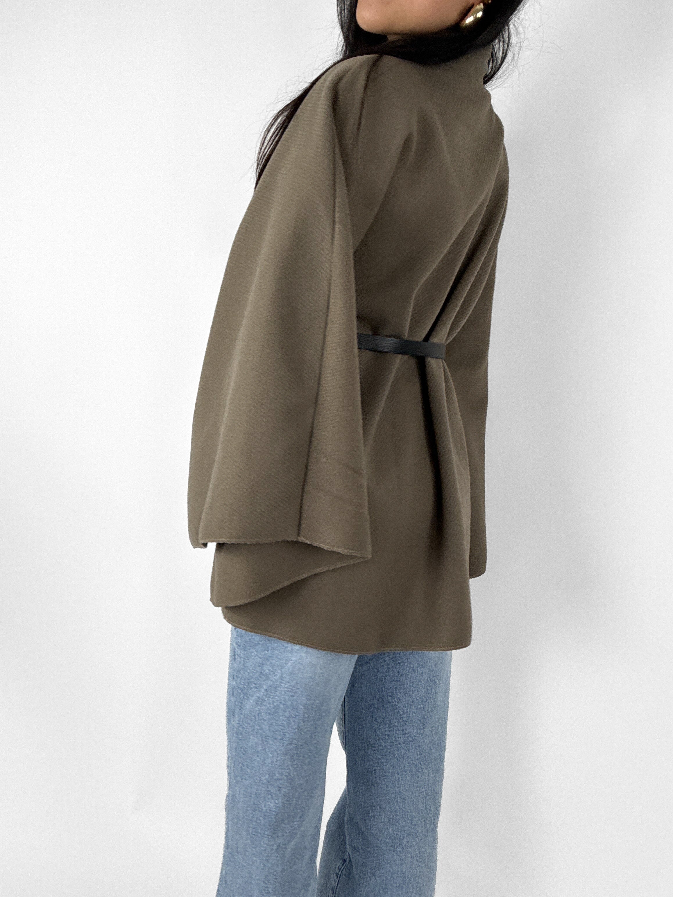 LONG PONCHO - TAUPE