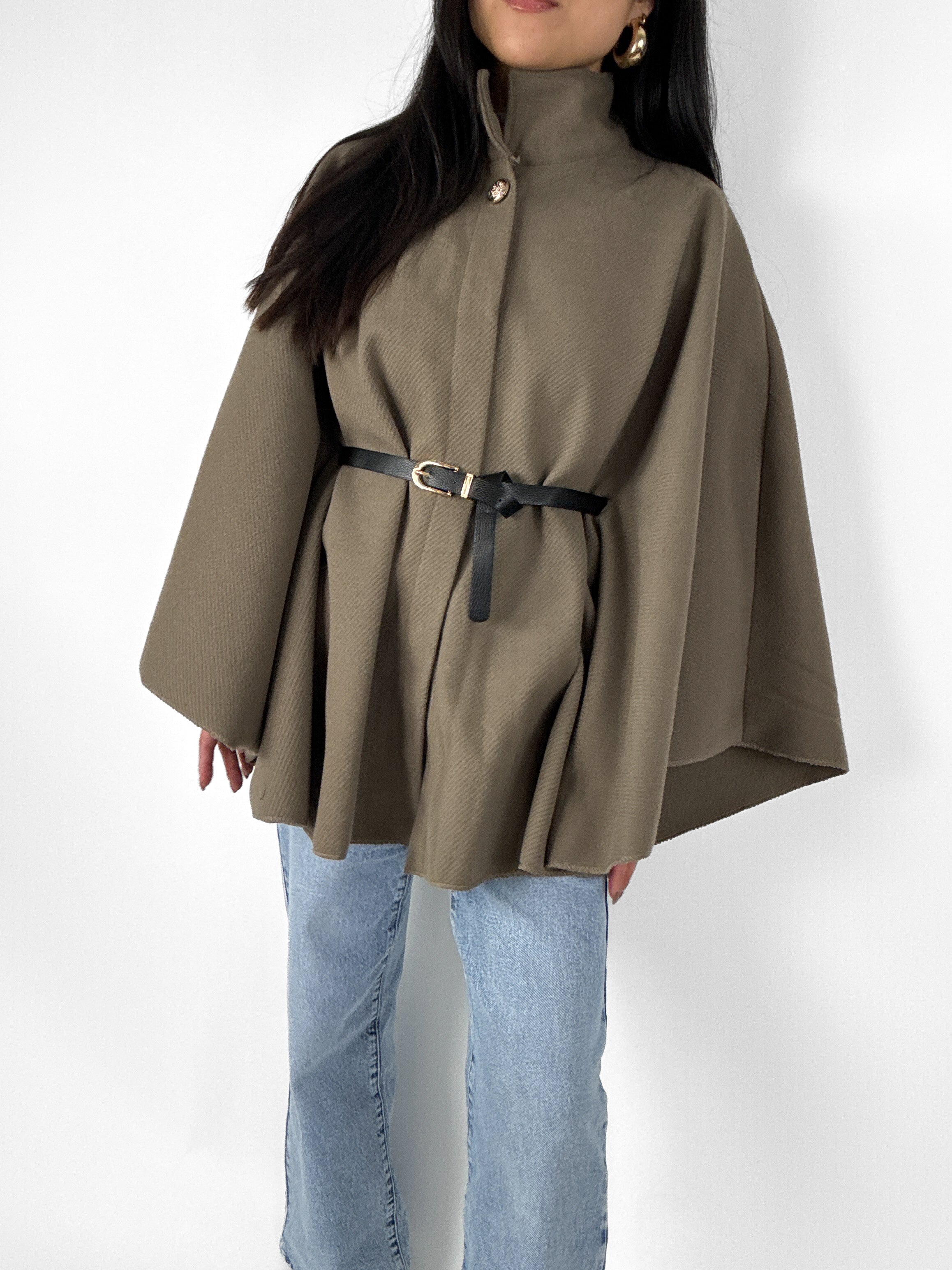 LONG PONCHO - TAUPE