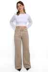 ''TALL'' WIDE LEG JEANS 9136 - SAND BEIGE