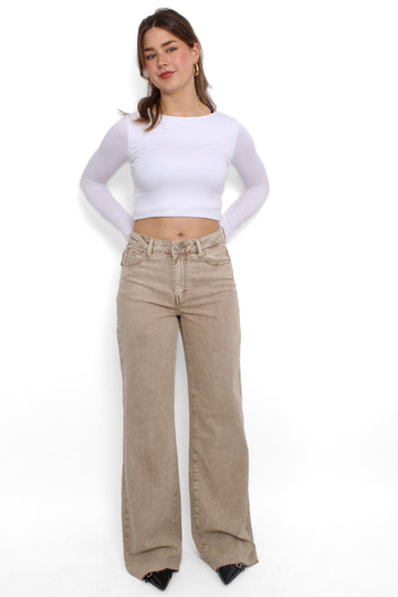 ''TALL'' WIDE LEG JEANS 9136 - SAND BEIGE