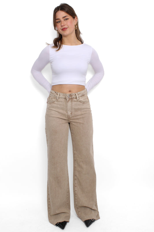 ''TALL'' WIDE LEG JEANS 9136 - SAND BEIGE