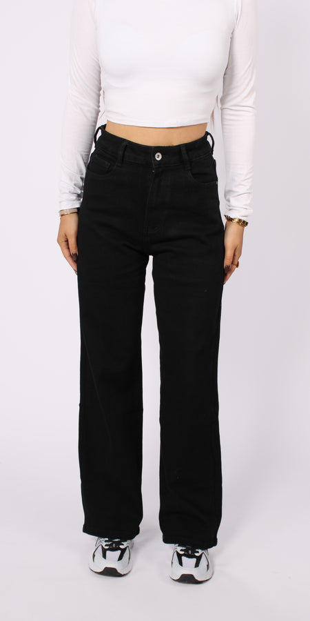 ''PETITE'' WIDE LEG JEANS 6742-12- BLACK