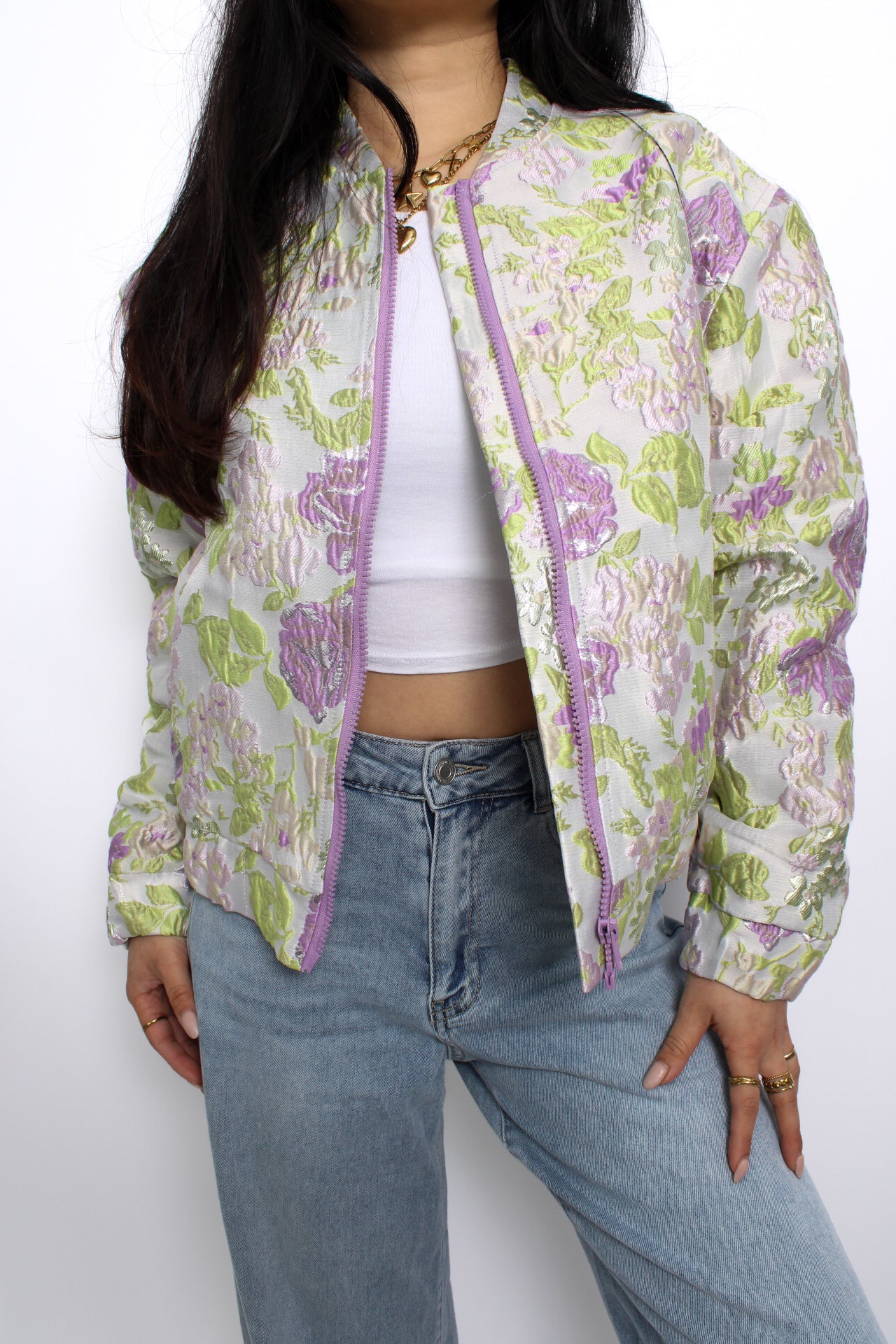 flower bomber jacket green bloemen jas groen
