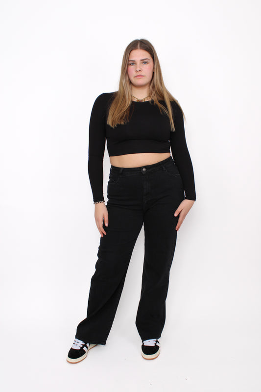 ''PLUSSIZE'' WIDE LEG JEANS 871-3 - BLACK
