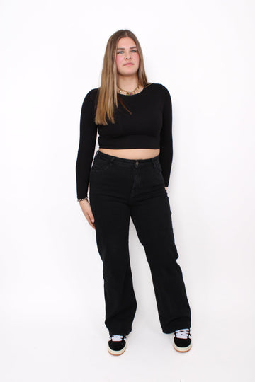 ''PLUSSIZE'' WIDE LEG JEANS 871-3 - BLACK