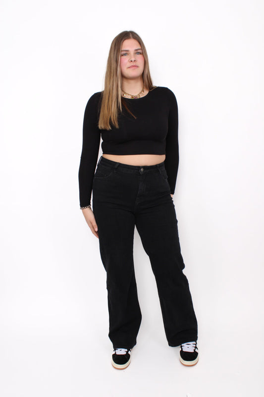 ''PLUSSIZE'' WIDE LEG JEANS 871-3 - BLACK